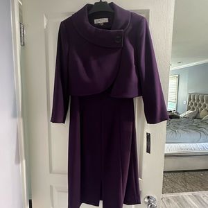 Tahari suit, cropped French purple jacket with matching dress size 4.